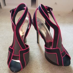 JustFab black and pink high heels